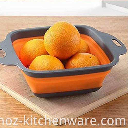 Kitchen Foldable Strainer Collapsible Colander Space-Saver HOZ Folding Silicone Strainers for Draining Pasta Vegetable Fruit